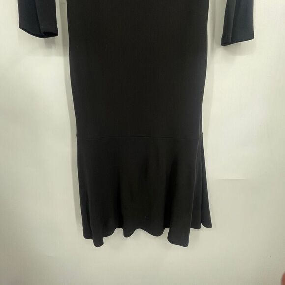 Ralph Lauren Black Label Black Stretch Square Neck 3/4 Sleeve Midi Dress Size 10 - Picture 6 of 9